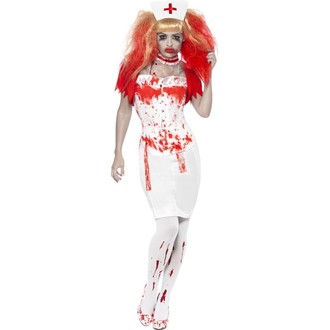 Halloween, strašidelné kostýmy - Dámský kostým Zombie sestřička