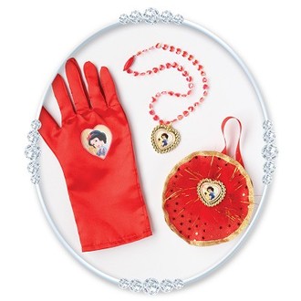 Karnevalové doplňky - Kabelka, náhrdelník a rukavice Sněhurka
