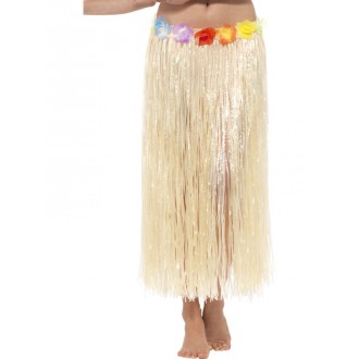 Havajská párty - Havajská  sukně přírodní  90 cm s květinami