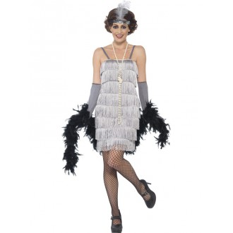 Kostýmy - Kostým Flapper krátké, stříbrné