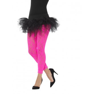 Karnevalové doplňky - Legíny krajkové, růžové neonové