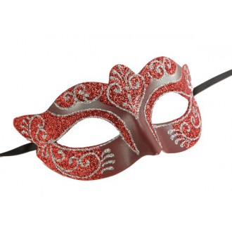 Masky - Škraboška glitter červená