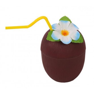 Havajská párty - Kokosový pohár s brčkem
