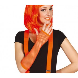 Karnevalové doplňky - Síťované rukavice oranžové