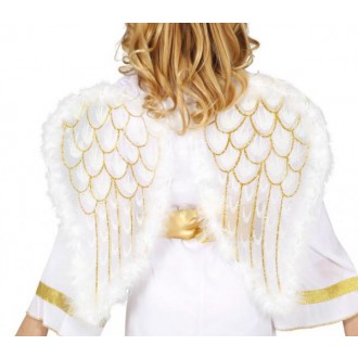 Mikuláš - Čert - Anděl - Křídla bílo-zlatá, 47x40 cm
