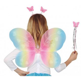 Karnevalové doplňky - Sada motýlek čelenka, hůlka, křídla 48x38 cm