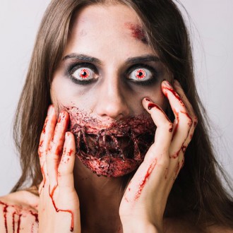 Halloween, strašidelné kostýmy - Oční čočky jednodenní Bloody Mary