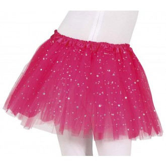 Kostýmy - Dětská sukně s hvězdičkami fuchsiová