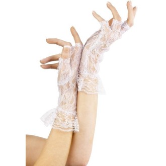 Karnevalové doplňky - Krajkové rukavice bílé bez prstů