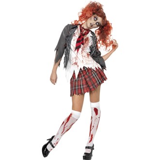 Halloween, strašidelné kostýmy - Dámský kostým High School zombie školačka