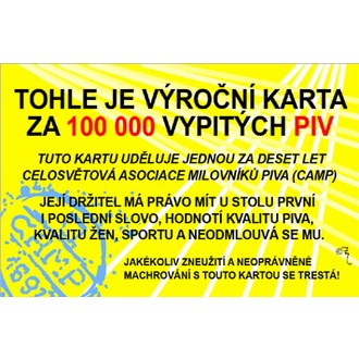 Zábavné předměty - Průkaz Tohle je výroční karta za 100 000 ...