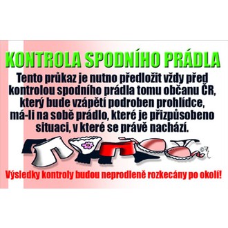 Zábavné předměty - Průkaz Kontrola spodního prádla