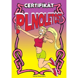 Zábavné předměty - Certifikát plnoletosti (sexy bloncka)