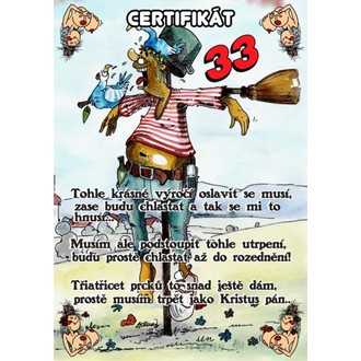 Zábavné předměty - Certifikát 33