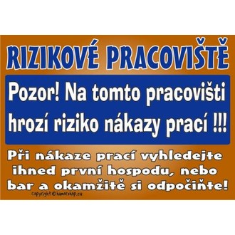 Zábavné předměty - Certifikát Rizikové pracoviště