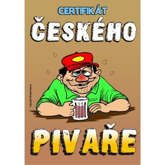 Zábavné předměty - Certifikát českého pivaře
