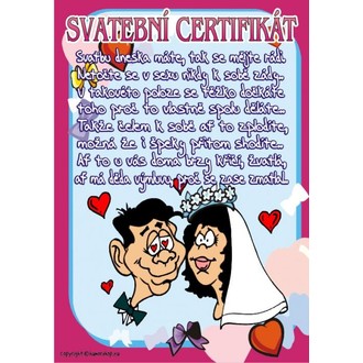 Zábavné předměty - Certifikát Svatební certifikát