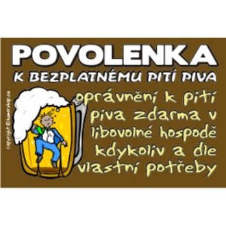 Zábavné předměty - Povolenka k bezplatnému pití piva