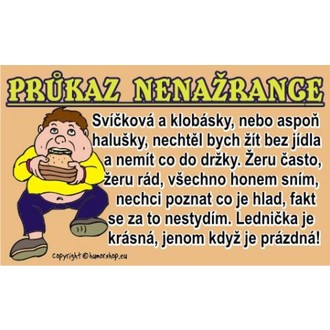 Zábavné předměty - Průkaz Průkaz nenažrance