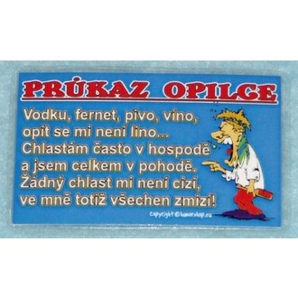 Zábavné předměty - Průkaz Průkaz opilce