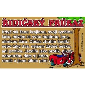 Zábavné předměty - Průkaz Řidičský průkaz