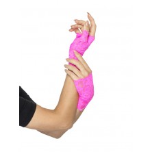 Krajkové rukavice růžové bez prstů
