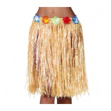 Havajská sukně s květinami přírodní