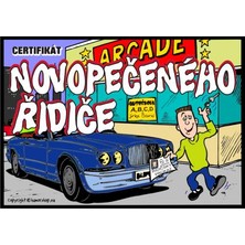 Certifikát novopečeného řidiče (modré auto)